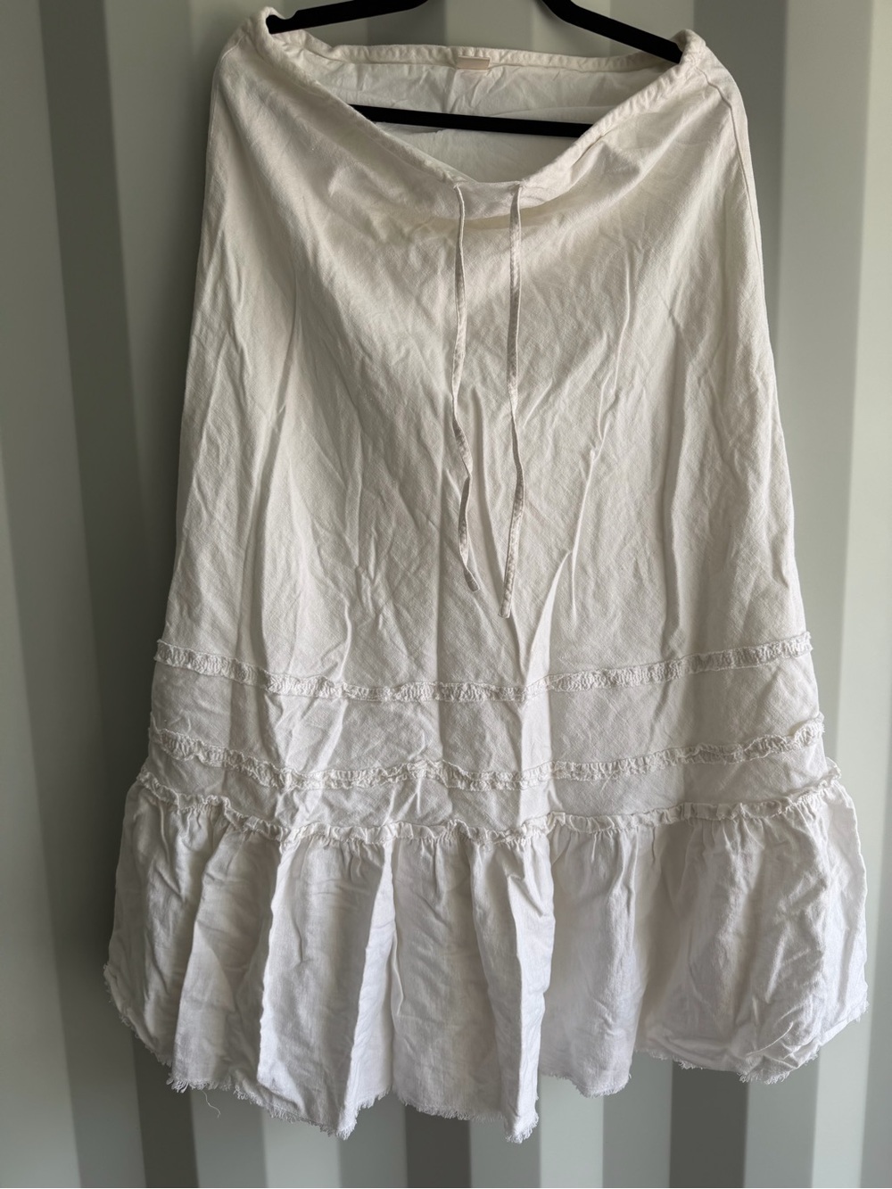 Vintage 2000s Old Navy White Linen Tiered Maxi Skirt Size 10